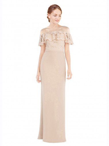 Off the Shoulder Sleeves Sheath Chiffon Prom Dress Canada