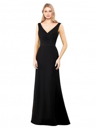V-Neckline Chiffon Prom Dress with Draped Bodice Canada