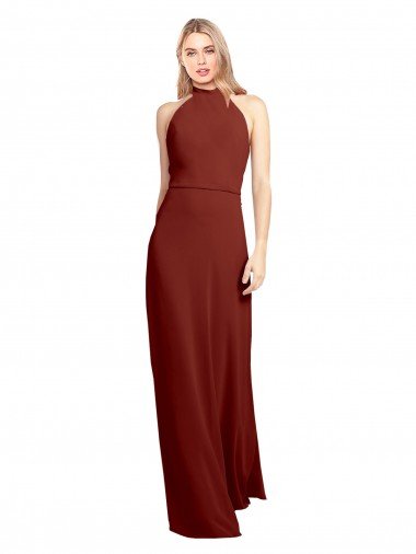 Slim High Neck Halter Fitted Open Back Chiffon Prom Dress Canada