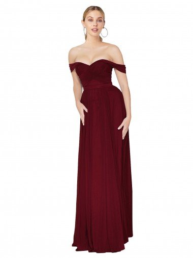 Shirred Sweetheat Neckline Off the Shoulder Long Chiffon Prom Dress Canada
