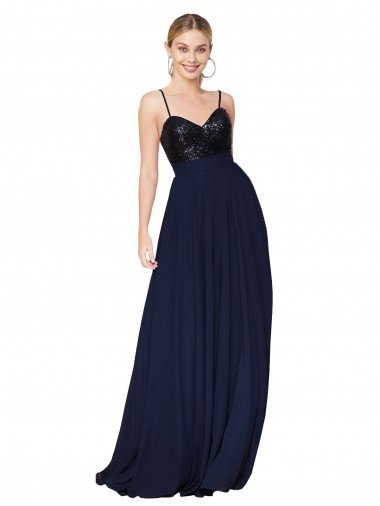 Sweetheart High Neck Sequin Top Long Chiffon Prom Dress Canada