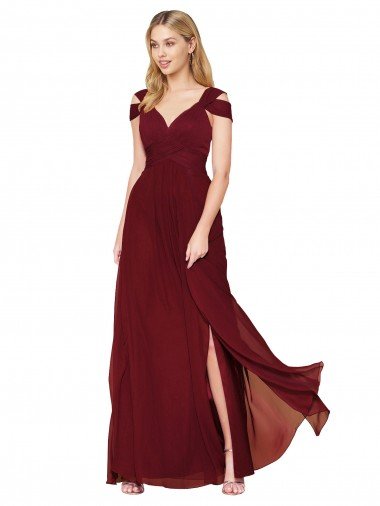 Off the Shoulder Long Chiffon Prom Dress with Side Slit Canada