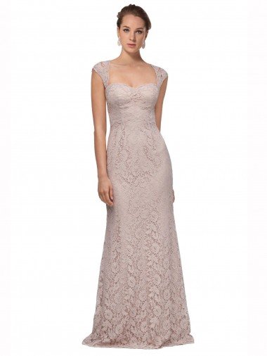Sweetheart Neckline Cap Sleeves Lace Prom Dress with Twist Canada