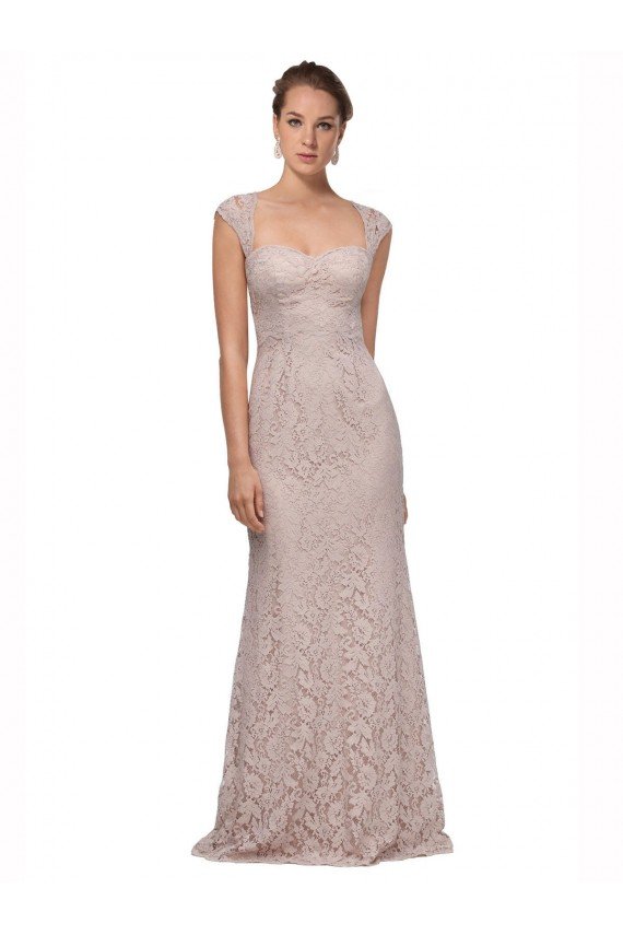 Sweetheart Neckline Cap Sleeves Lace Prom Dress with Twist