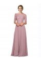 Off the Shoulder Lace Crop Top A-Line Chiffon Prom Dress