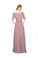 Off the Shoulder Lace Crop Top A-Line Chiffon Prom Dress