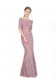Short Sleeves Crop Top Mermaid Lace Prom Dress