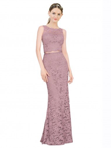 Sleeveless Crop Top High Neck Mermaid Lace Prom Dress Canada