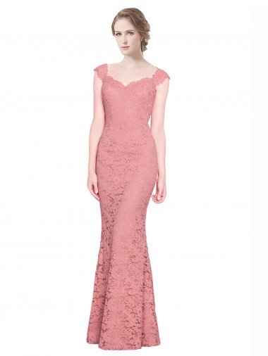 Sweetheart Mermaid Long Lace Prom Dress with Wide Straps Canada