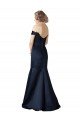 Fit and Flare Satin Prom Dress with Off the Shoulder Neckline