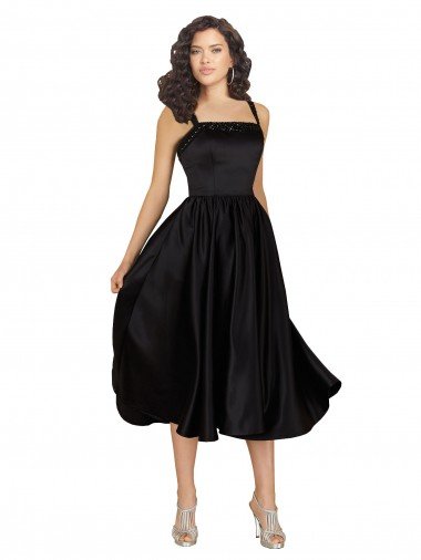 Short Square Neck Satin Cocktail Prom Dress / Homecoming Dress with Beading Canada