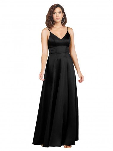 Silky Satin Floor-Length Long Prom Dress with V-Neckline Canada