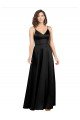 Silky Satin Floor-Length Long Prom Dress with V-Neckline