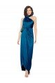 High Halter Neck Silky Satin Prom Dress with Sash Overlay and Side Split