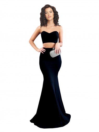 Two Piece High Neck Crepe Prom Dress Canada