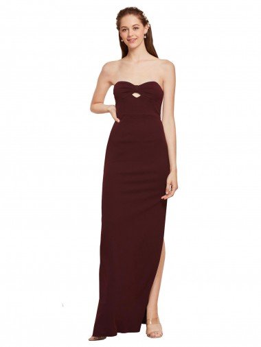 Twisted Strapless Keyhole Long Crepe Prom Dress with Slit Canada