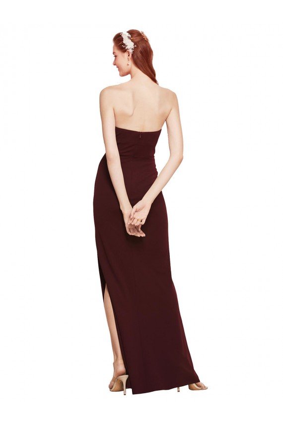 Twisted Strapless Keyhole Long Crepe Prom Dress with Slit