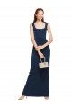 Scoop Neck with Ruffles Long Crepe Prom Dress with Back Slit