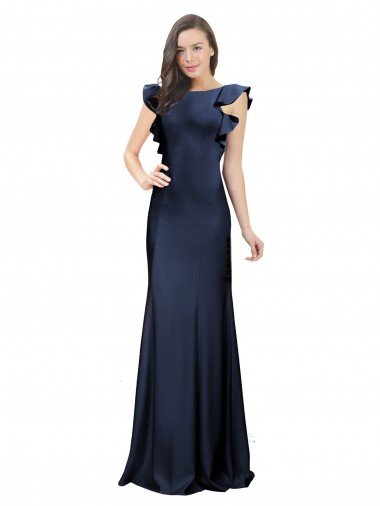 Sleeveless Crepe Prom Dress with Cascading Ruffle and Keyhole Back Canada