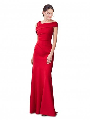 Sleeveless Ruched Crepe Mermaid Prom Dress with Off The Shoulder Detail Canada
