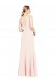 Slim A-Line V-Neck Long Stretch Crepe Prom Dress with V-Back