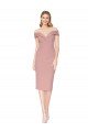 Knee Length Off the Shoulder Sweetheart Crepe Cocktail Prom Dress / Homecoming Dress
