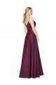 High Neck Spaghetti Straps Long V-Back Crepe Prom Dress