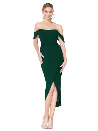 Off the Shoulder Short Knee Length Crepe Wrap Cocktail Prom Dress / Homecoming Dress Canada