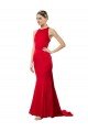 High Neck Mermaid Open Back Crepe Maxi Prom Dress with Train Detail