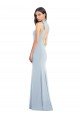 Halter Bow Neck Open Back Soft Full Length Trumpet Prom Dress