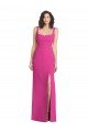 Wide Strap Notch Empire Waist Bridesaid Dress with Front Slit