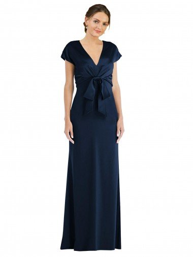 Soft Bow Blouson Bodice Trumpet Crepe Prom Dress Canada