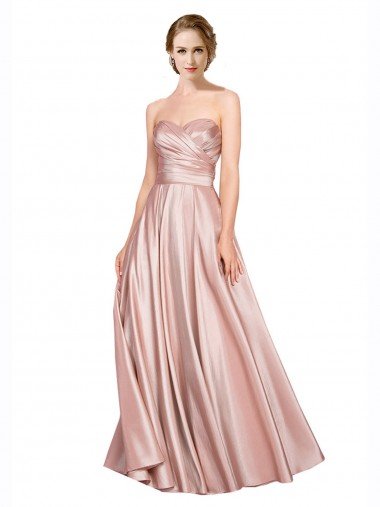 Long Plated Strapless Sweetheat Stretch Satin Prom Dress Canada