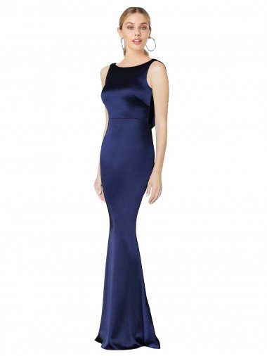 Sheath High Neck Stretch Satin Prom Dress Low Back Canada