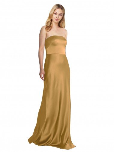 Sleek Strapless Long A-Line Stretch Satin Prom Dress Canada