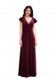 Flutter Sleeve Velvet Maxi Prom Dress with Pockets