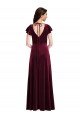 Flutter Sleeve Velvet Maxi Prom Dress with Pockets