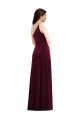 One Shoulder Spaghetti Strap Velvet Maxi Prom Dress with Pockets