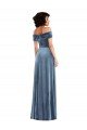 Draped Cuff Off the Shoulder Velvet Maxi Prom Dress with Pockets