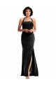 Empire Waist Stretch Velvet Prom Dress with Halter Strap