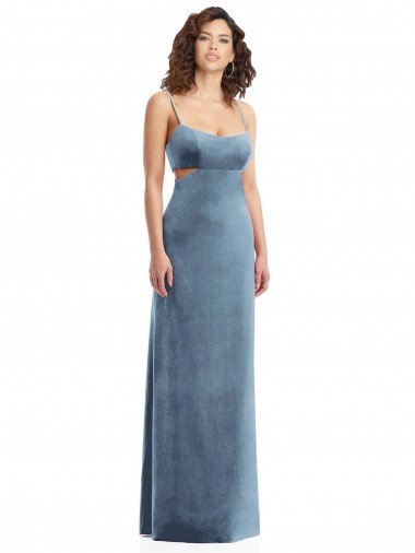 Spaghetti Strap Long Full Length Velvet Maxi Prom Dress Canada
