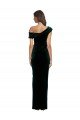 Long Asymmetric Neckline Ruched Velvet Prom Dress