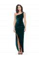 One Shoulder Velvet Front Wrap Prom Dress 
